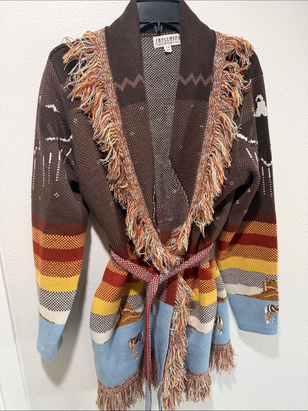 Idyllwind Brown Multicolor Western Fringe Knit Cardigan